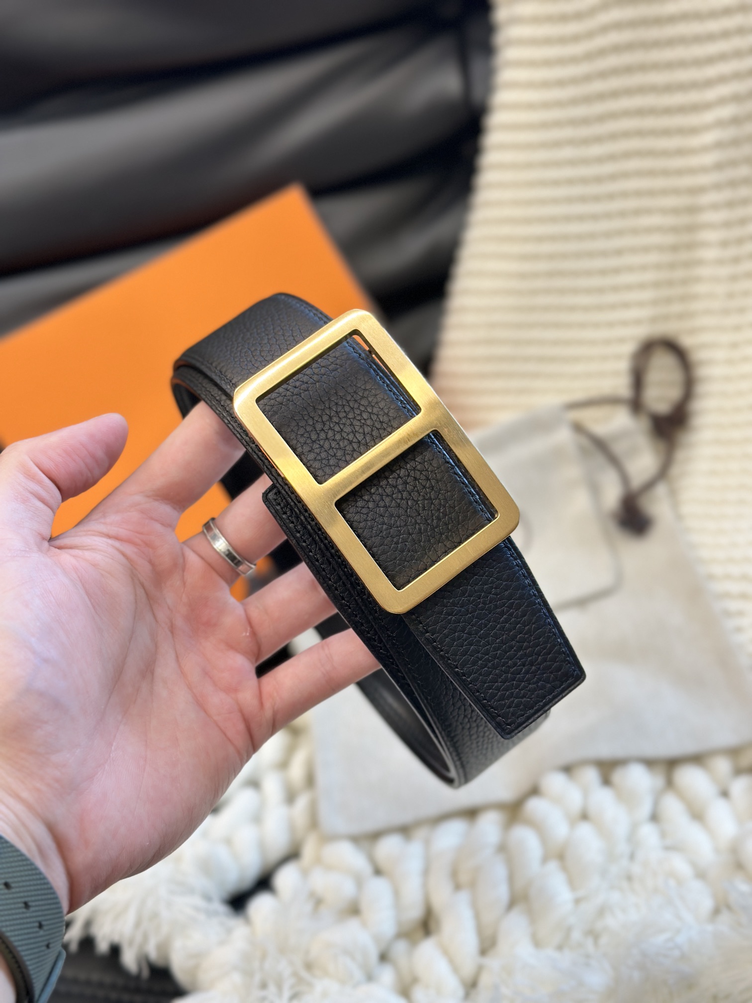 Hermès Men's Double-Faced Cowhide Belt