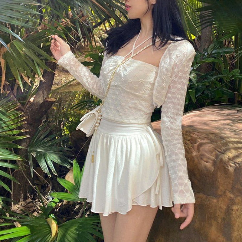 Irregular Layered Tie Mini Skort