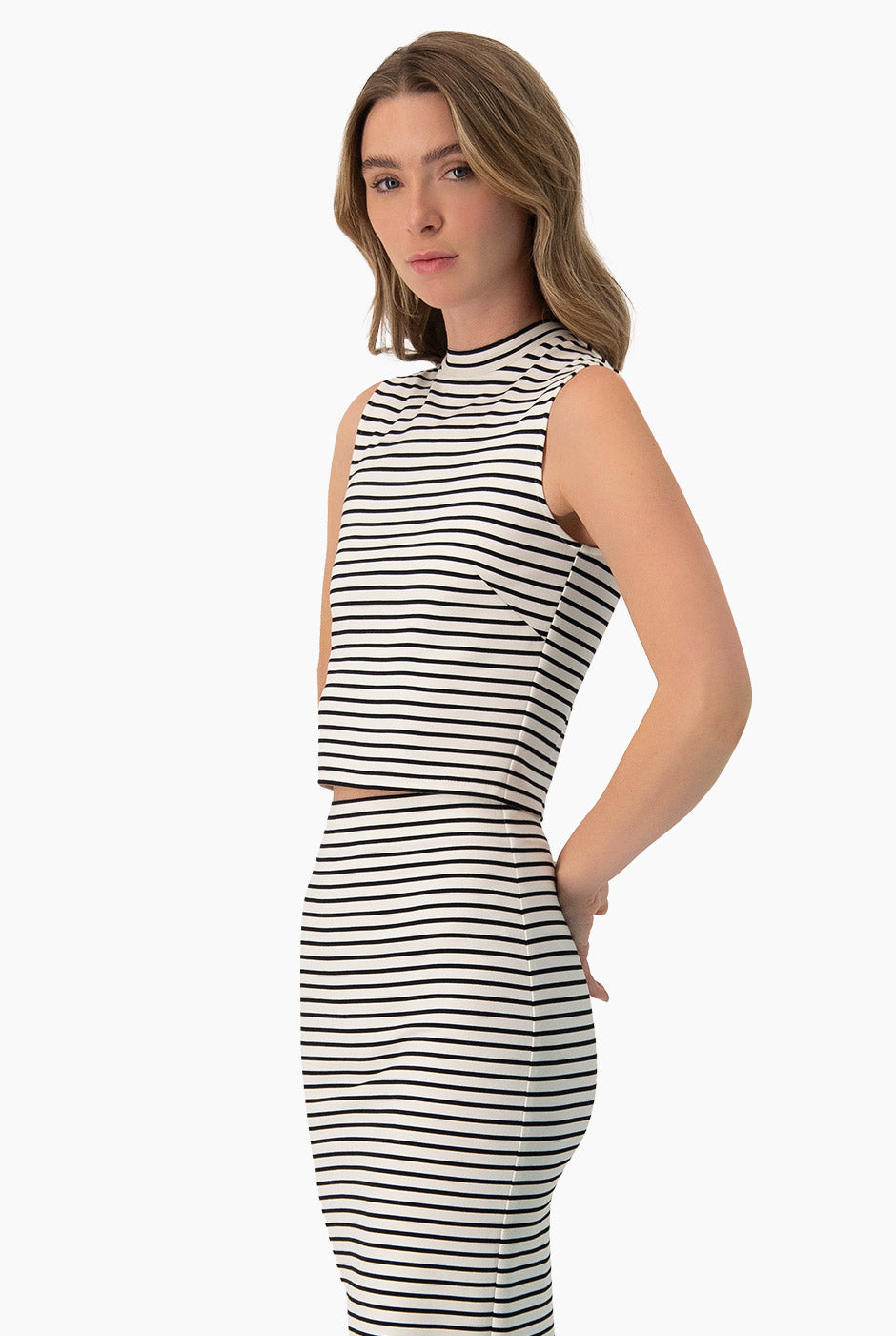 Top de cuello redondo estampado