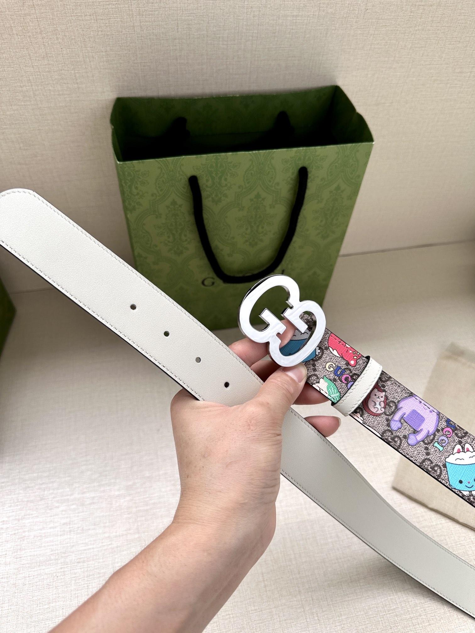 Gucci Marmont series printed leather belt width 3.8CM