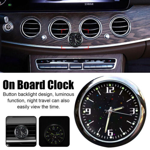 1x Luminous Diamond Quartz Analog Watch Stick On Car Clock Accessories Black