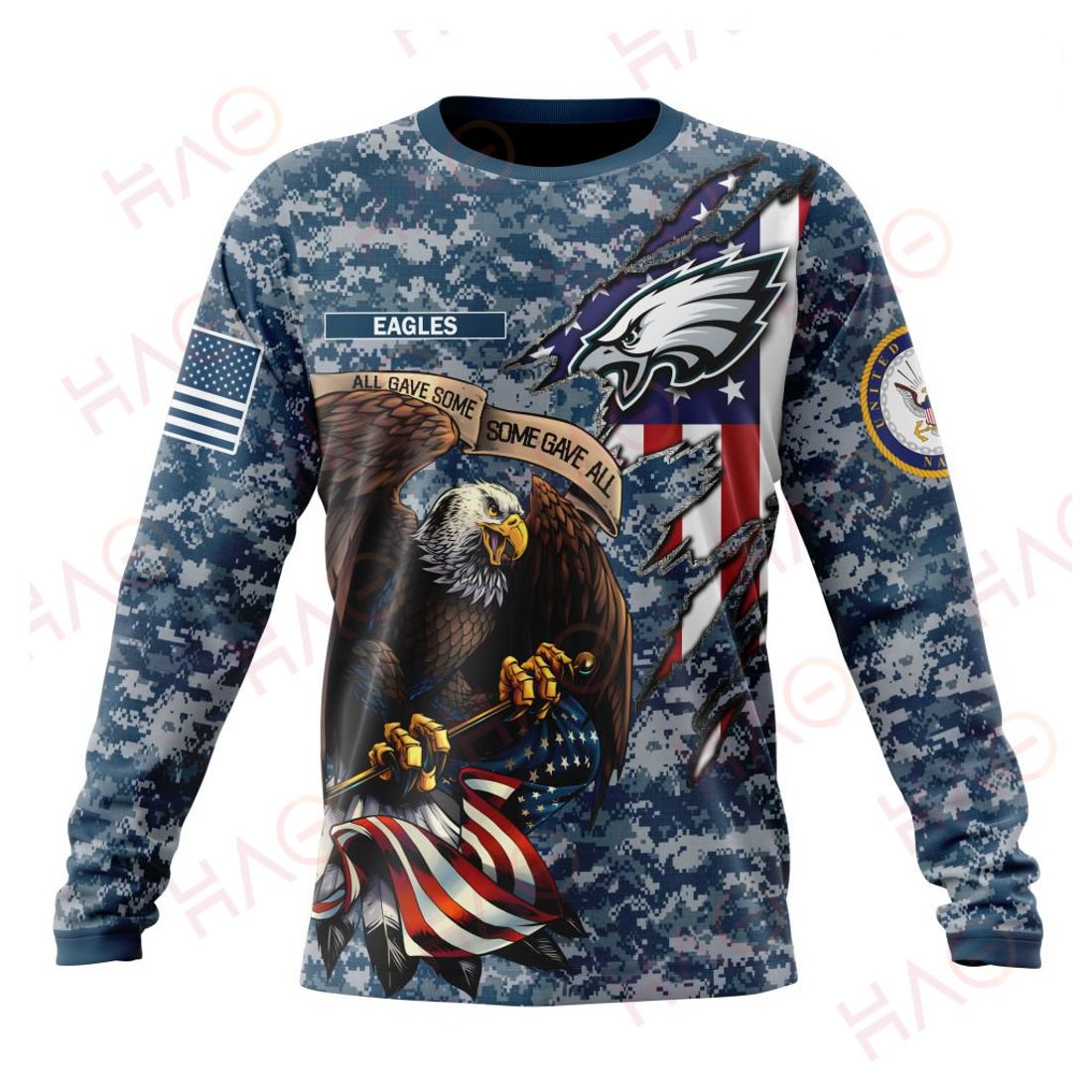 PHILADELPHIA EAGLES 3D HOODIE US NAVY VETERANS