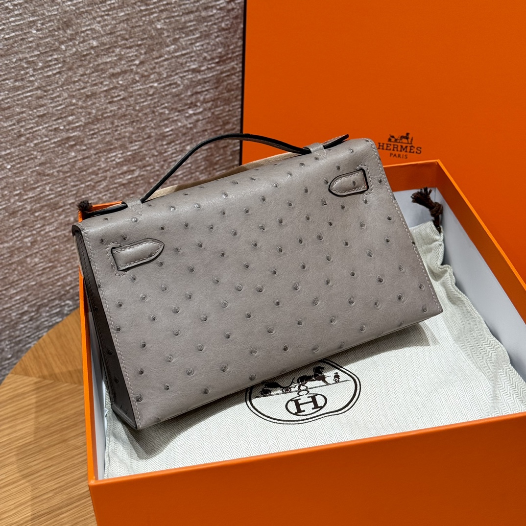 Hermès Kelly Pochette 18Gris tourterlle handbag (handmade to order)