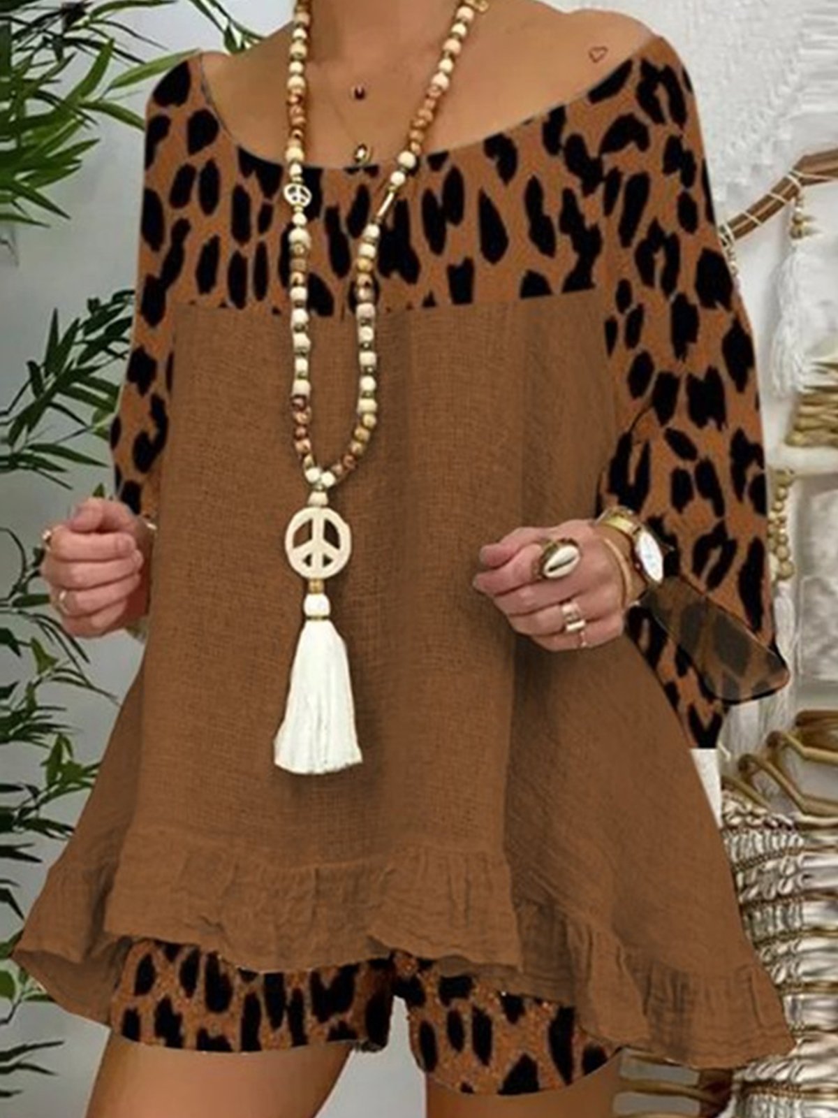 Women's Leopard Stitching Cotton Suit
