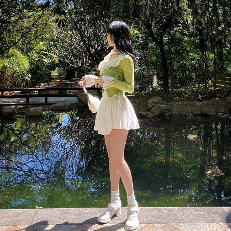Irregular Layered Tie Mini Skort