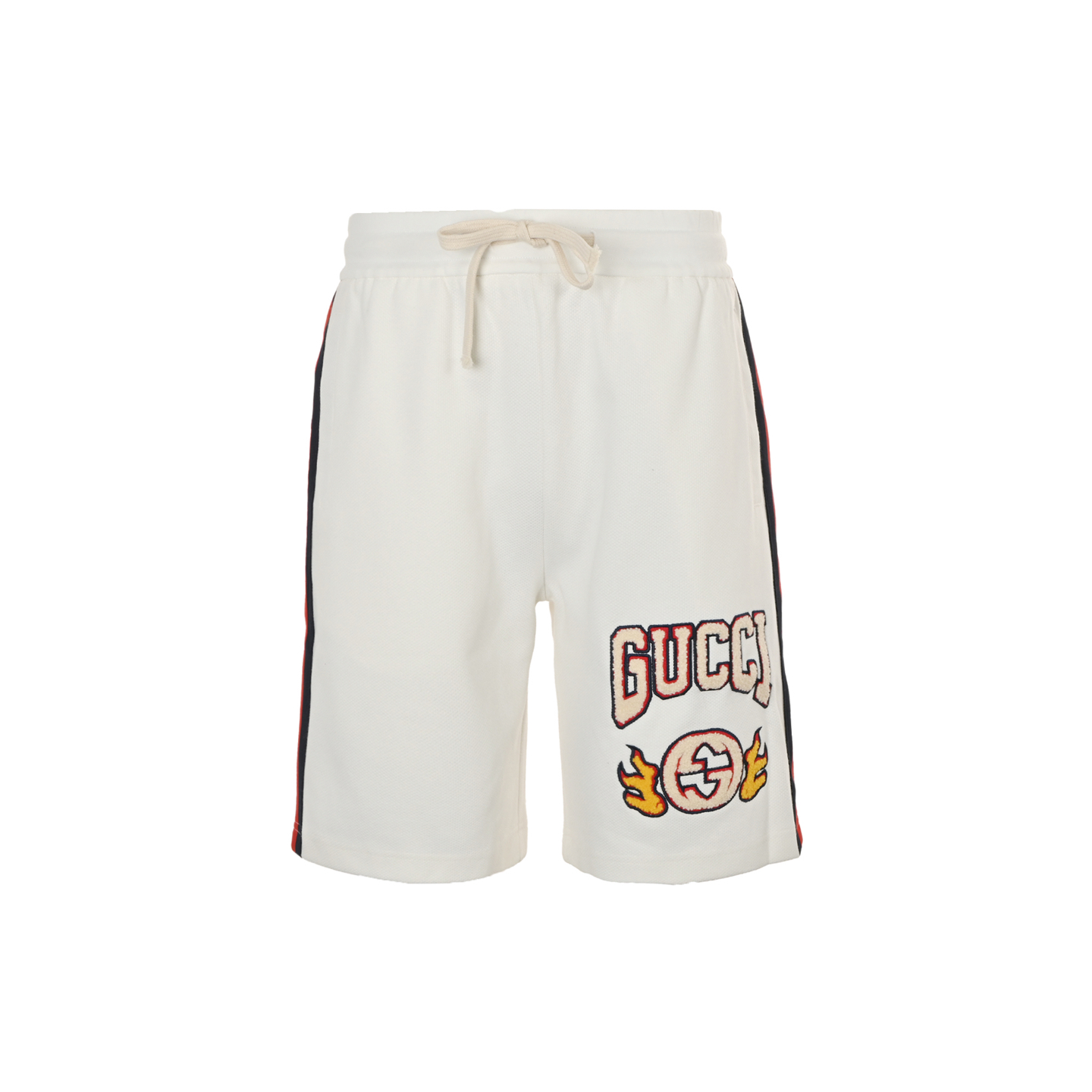 Gucci flame logo towel embroidered lettering shorts