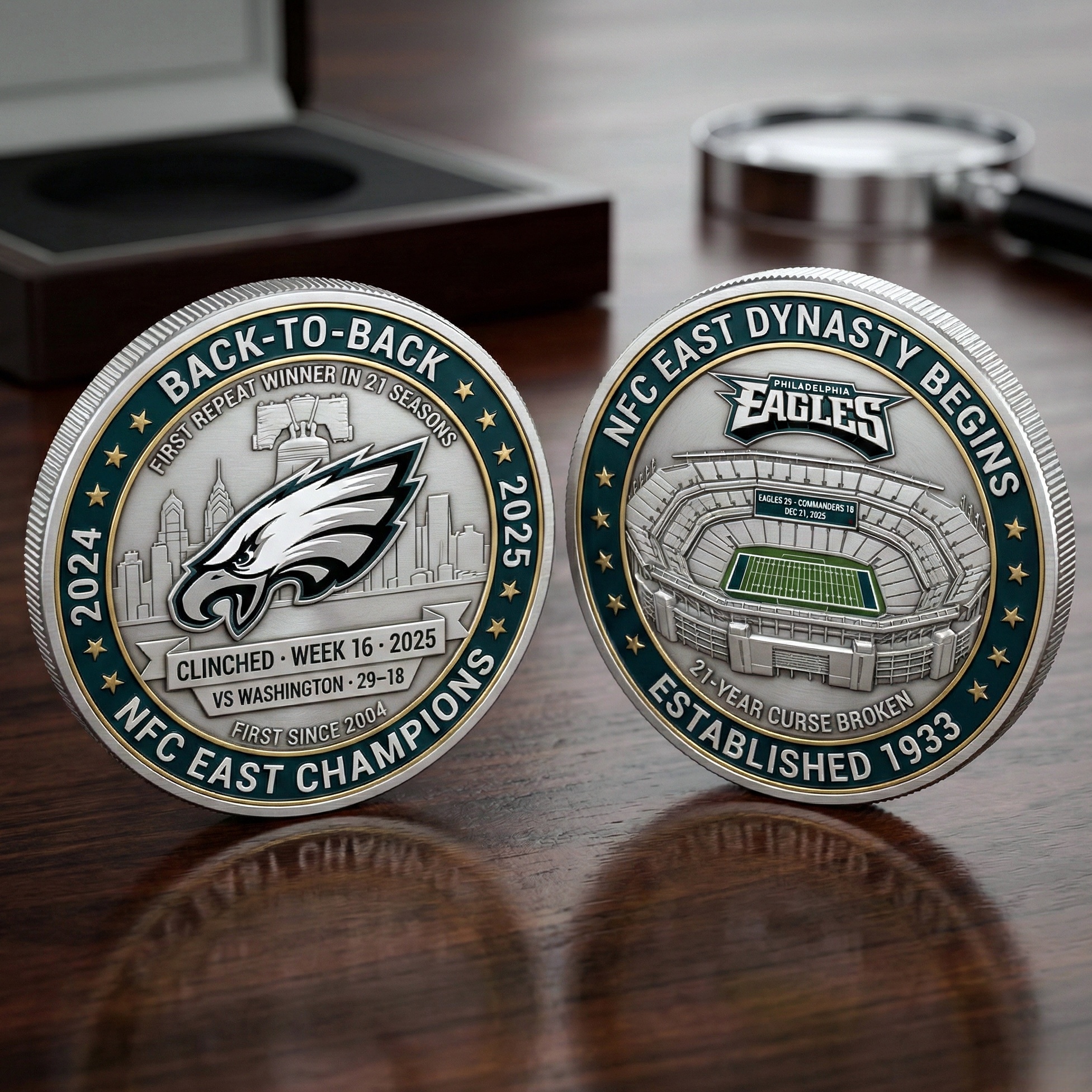 2024-2025 Eagles Back-to-Back NFC East Champions Commemorative Coin