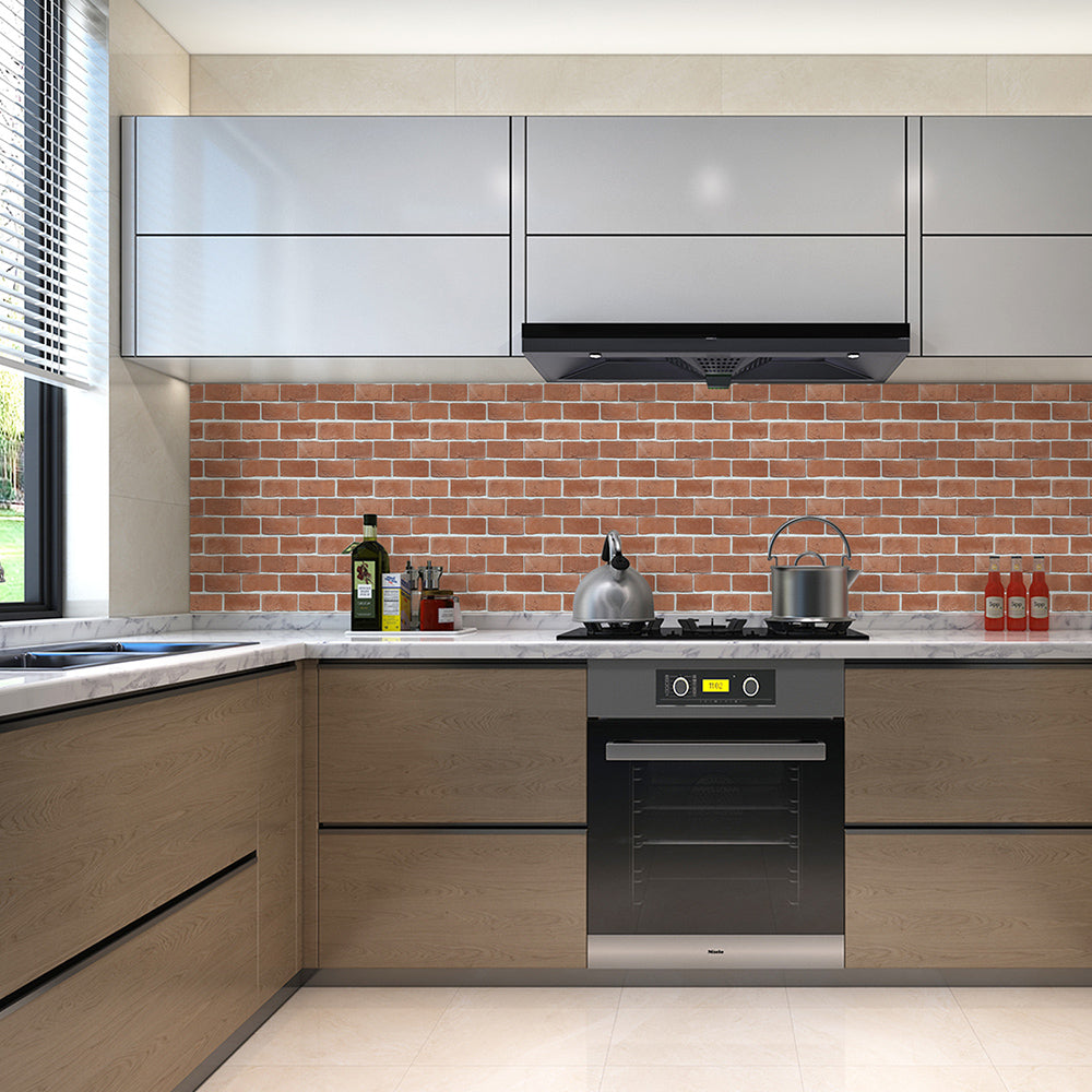 Red Orange Brick Peel and Stick Tile Stickers