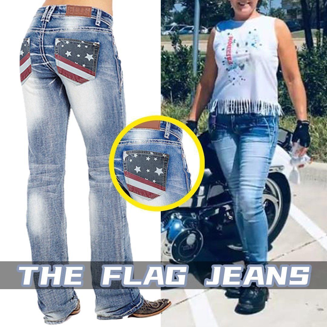 🎅Early Christmas Sale🎅American Flag elastic water wash boots-type jeans