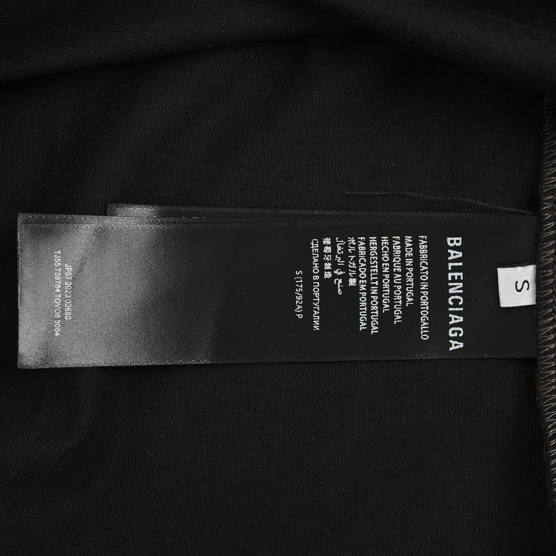 Balenciaga 24ss double B mud-dyed Sanskrit letters distressed short-sleeves