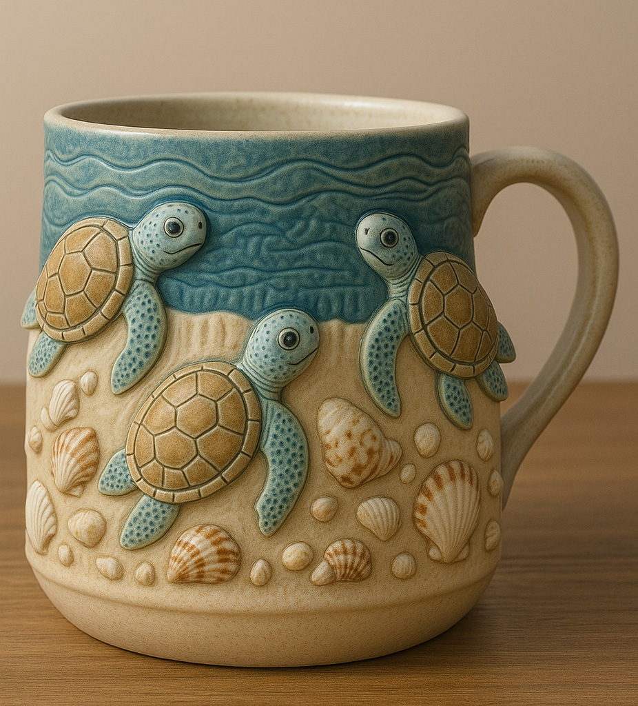 SEA TURTLE RELIEF CERAMIC MUG