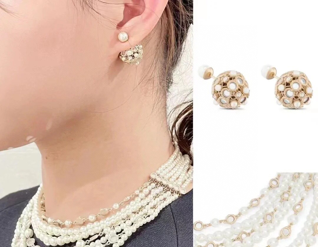 Dior Hollow Multi-Mirror Ball Earrings