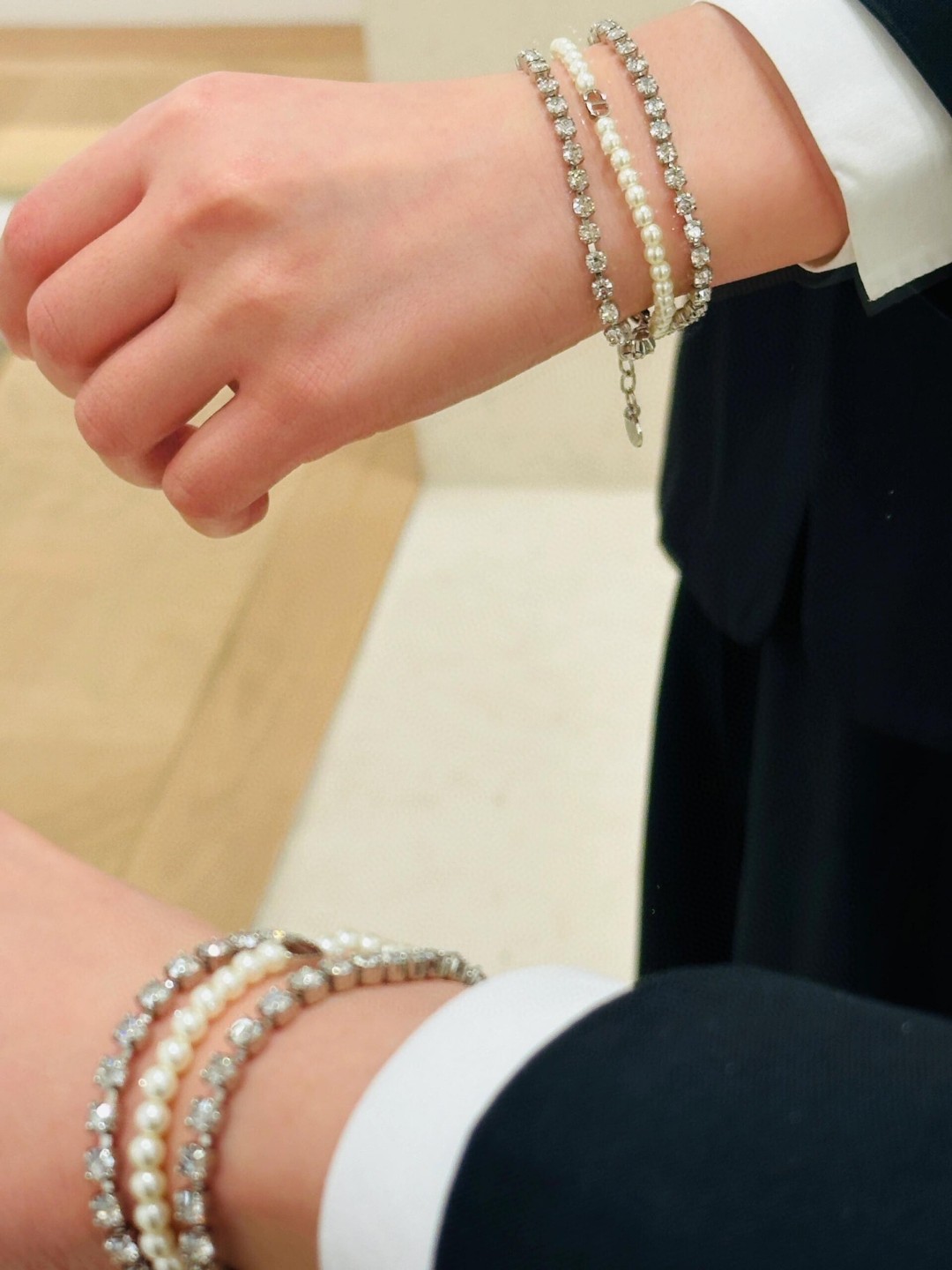 Dior 3-layer beaded diamond bracelet