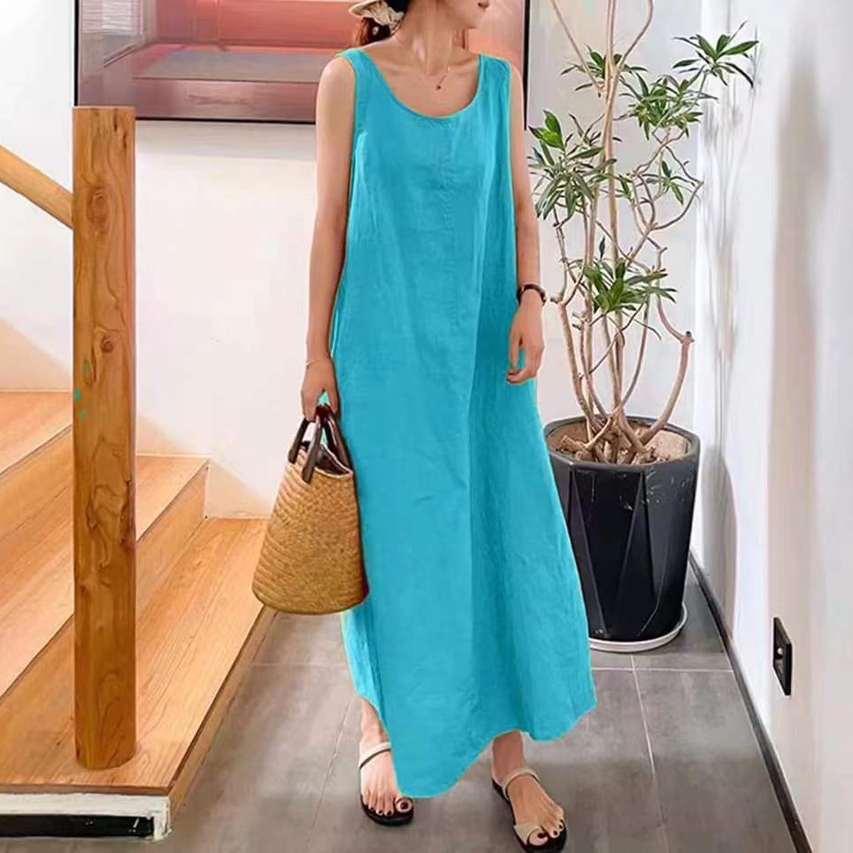 Solid Color Simple Casual Midi Dress