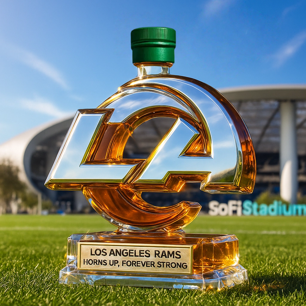 Rams commemorative whiskey bottle