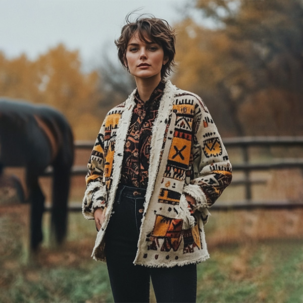 Women's Vintage Bohemian Print Cardigan