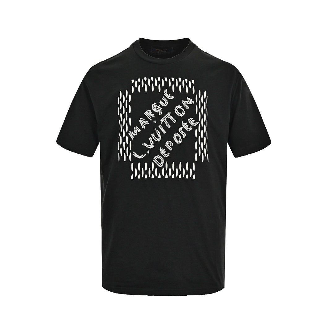 Louis Vuitton 24ss heavy beaded letter embroidered short sleeve