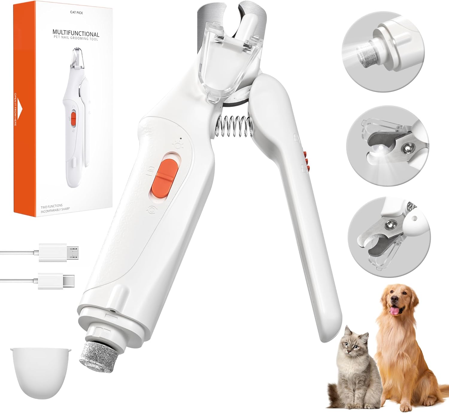 👍Last Day Promotion 60% OFF💥2-in-1 Pets Nail Grinder & Pets Nail Clippers Trimmers