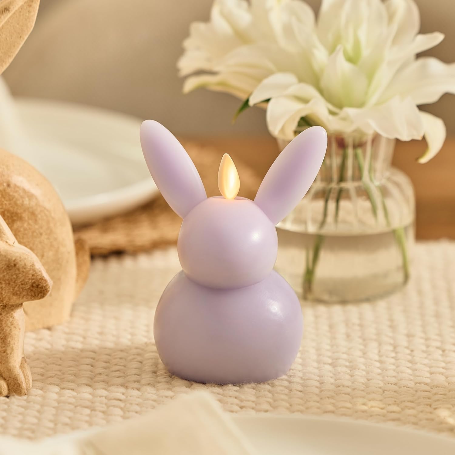💖Last Day 45% OFF💖Flickering LED Bunny Flameless Candle With Timer