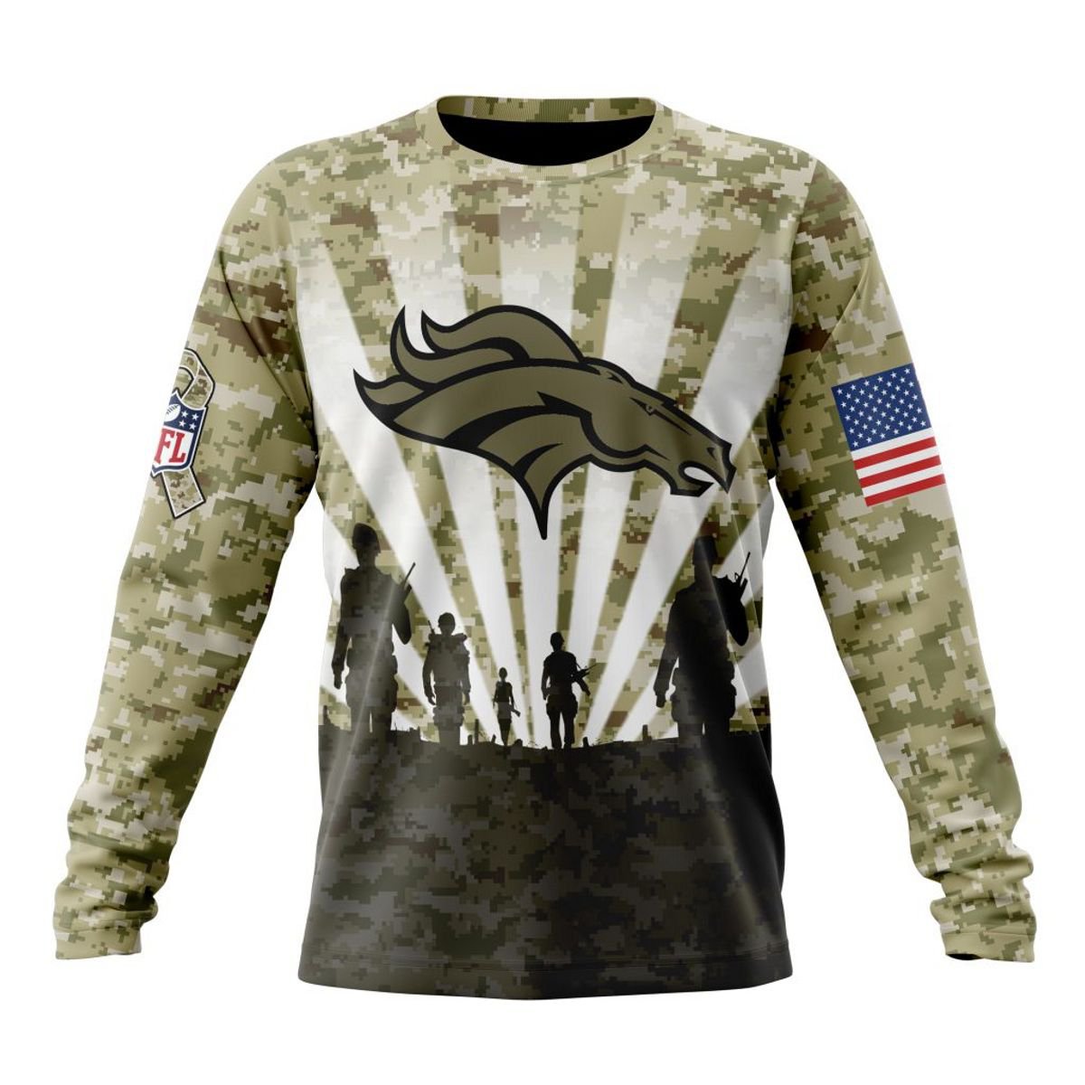 DENVER BRONCOS 3D HOODIE HONOR VETERANS