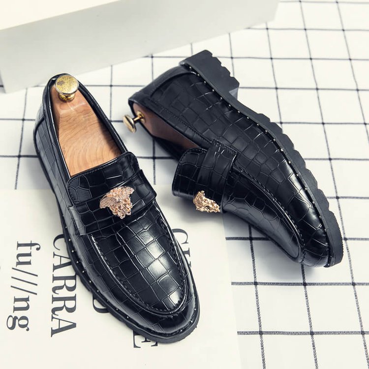 Men's Crocodile Print Business Casual Leather Loafers