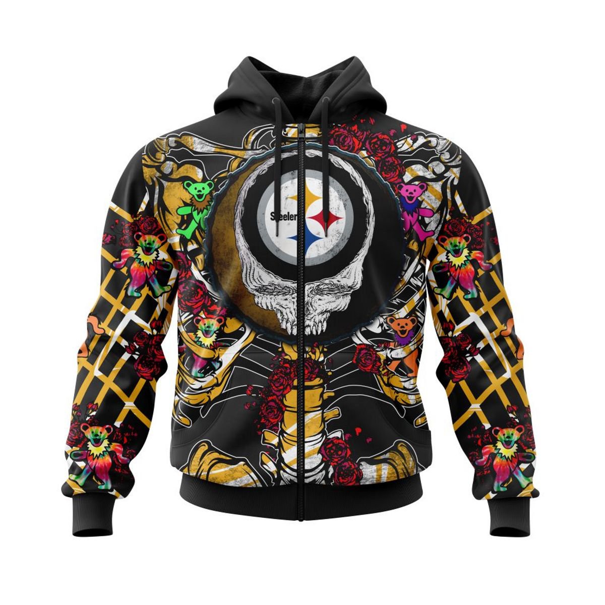 PITTSBURGH STEELERS 3D HOODIE MIX GRATEFUL DEAD