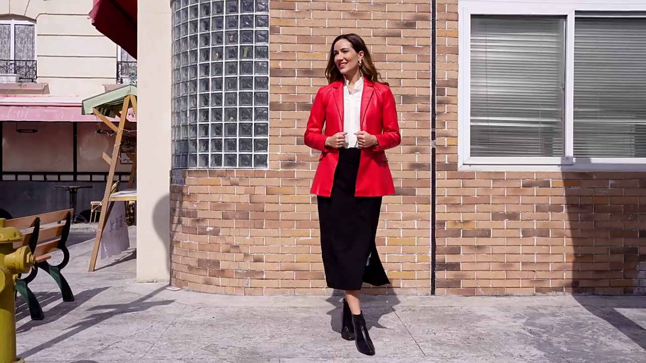 Long sleeved jacket women single button commuter casual leather jacket suit