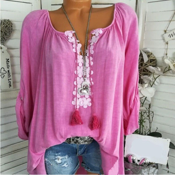 Solid Color Jacquard Weave Comfy T-Shirt