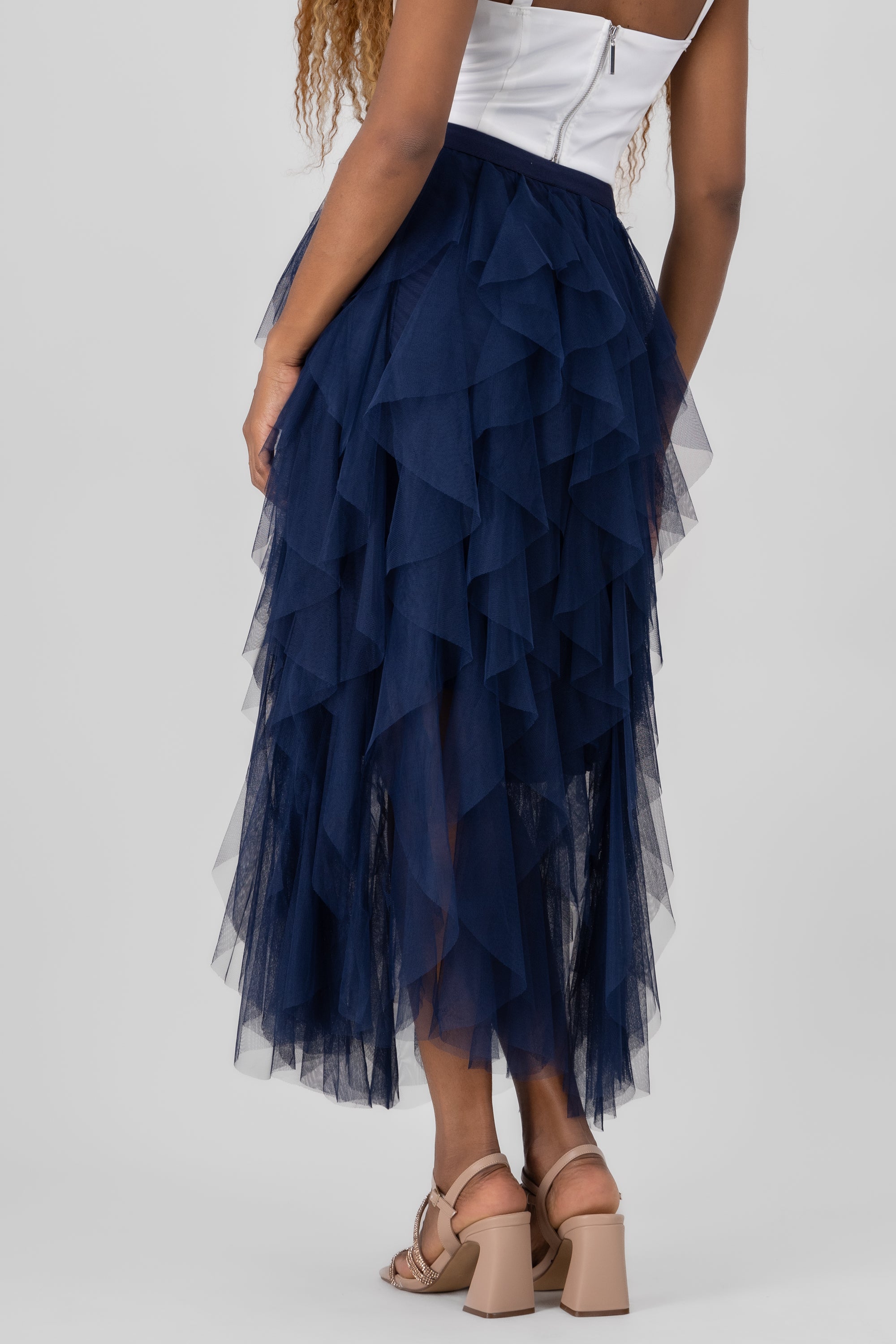 Mesh Layered Ruffled Skirt
