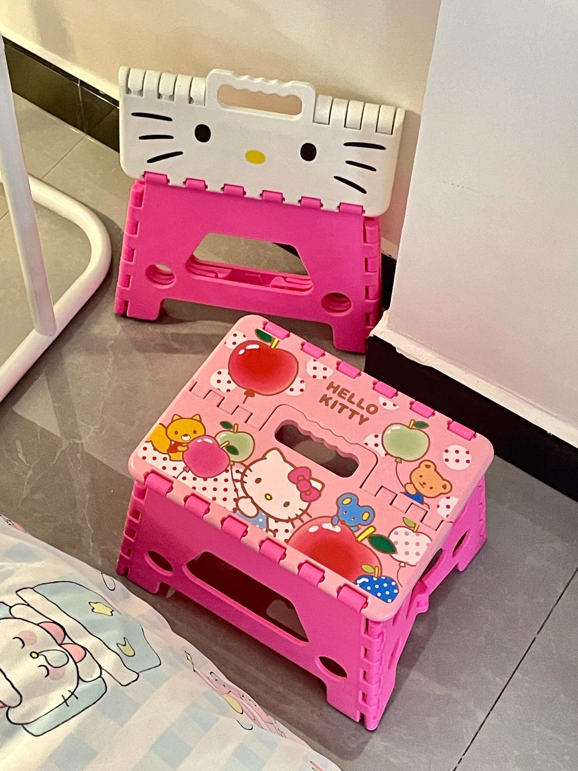 Hellokitty Laundry Folding Lightweight Step Stool is Sturdy Enough to Support Adults for Kitchen, Bathroom or Bedroom