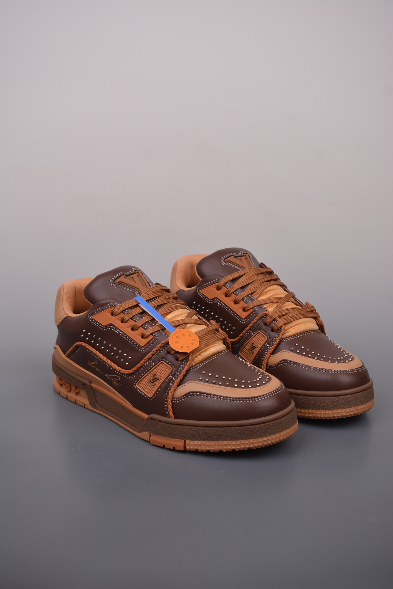 Louis Vuitton Trainer Sneaker Low Dark Brown Rivets 1AD7L7
