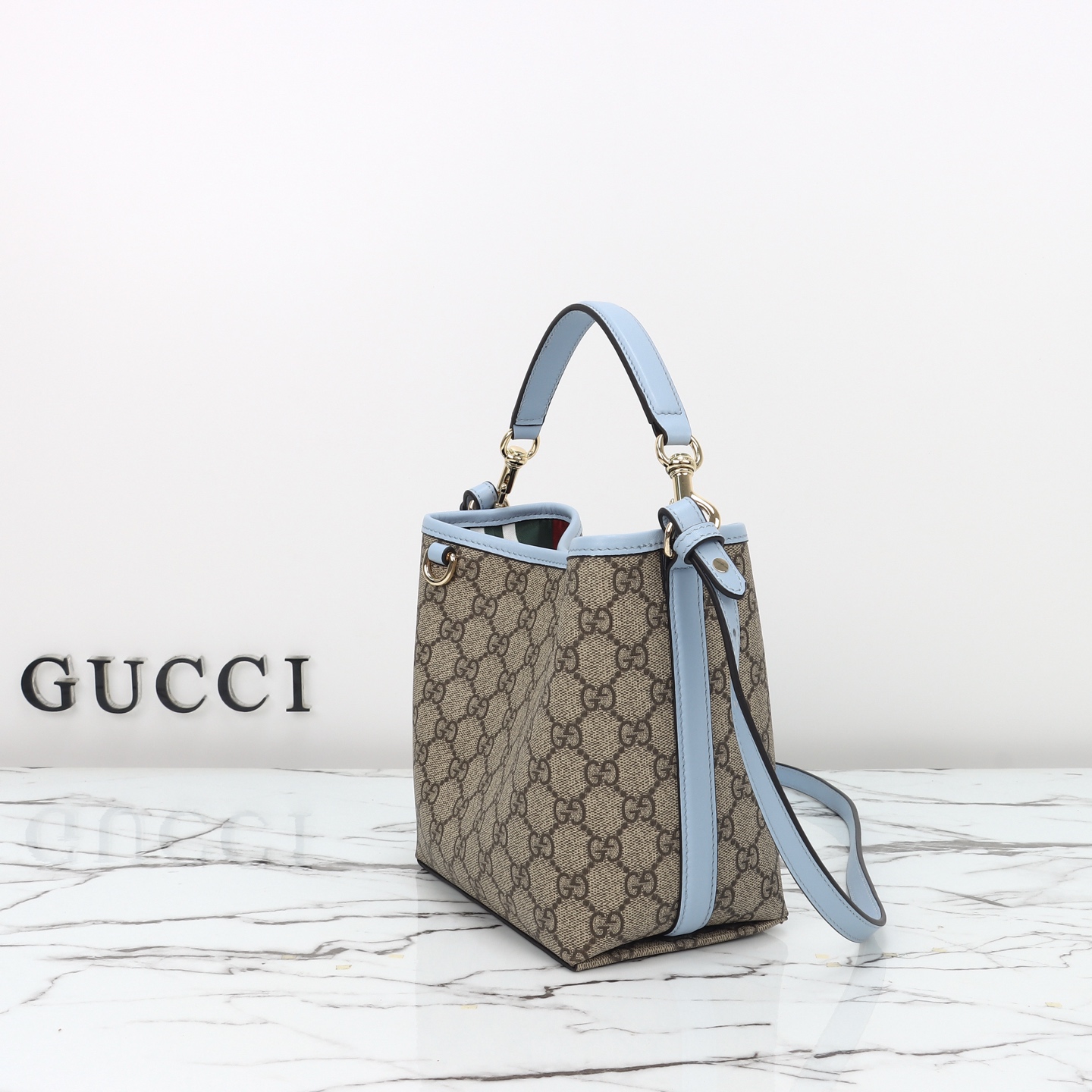 Gucci GG Emblem small bucket bag 815118 FAD6L 9862