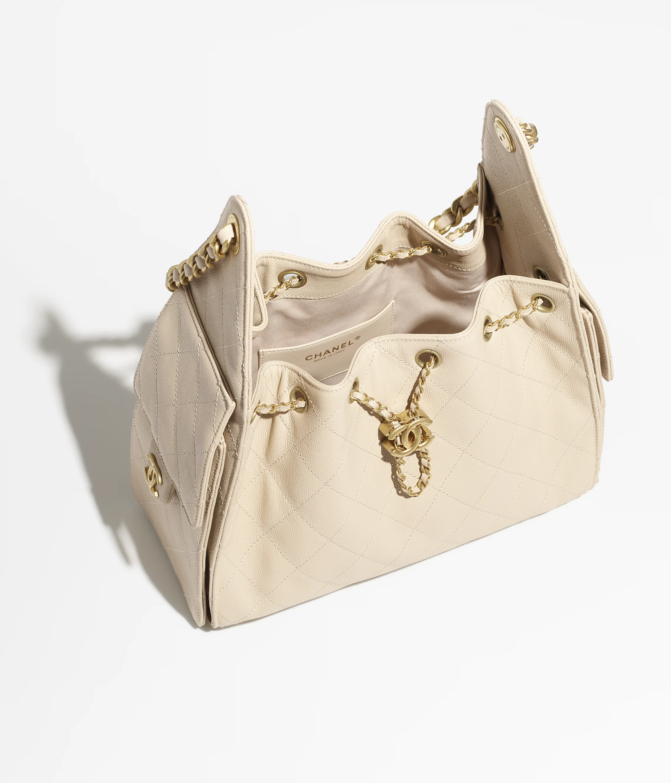 Chanel Small 25 Grained Calfskin & Gold-Tone Metal Beige AS5293-B20304-NAGEK