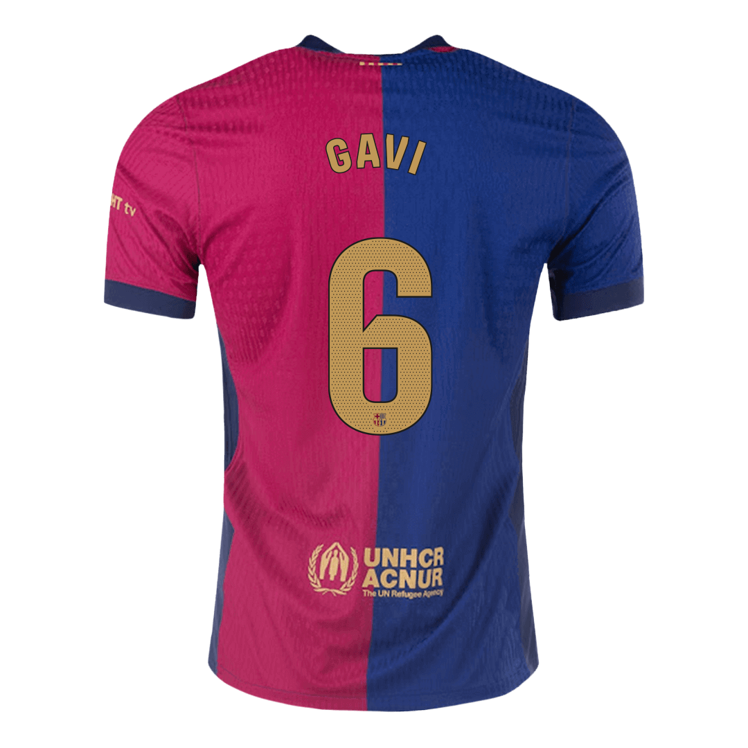 Authentic GAVI #6 Soccer Jersey Barcelona Home Shirt 2024/25 Spotify Logo No Text