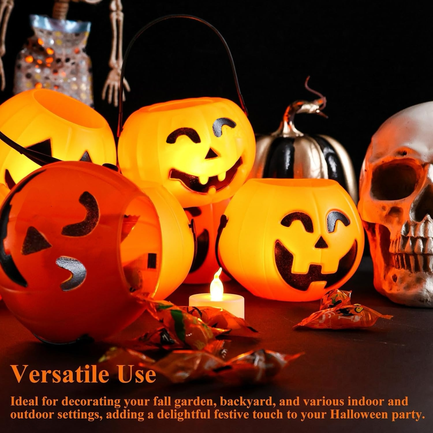 ⚡Flash Sale⚡ 8PCS Halloween Pumpkin Buckets with led candle