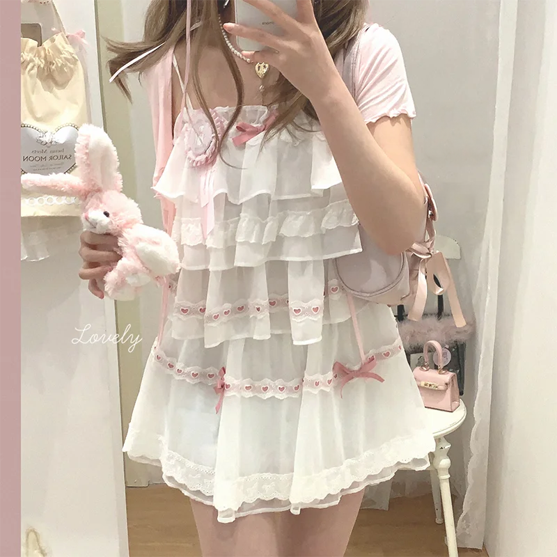 Sweet Love Lace Trim Bow Skort