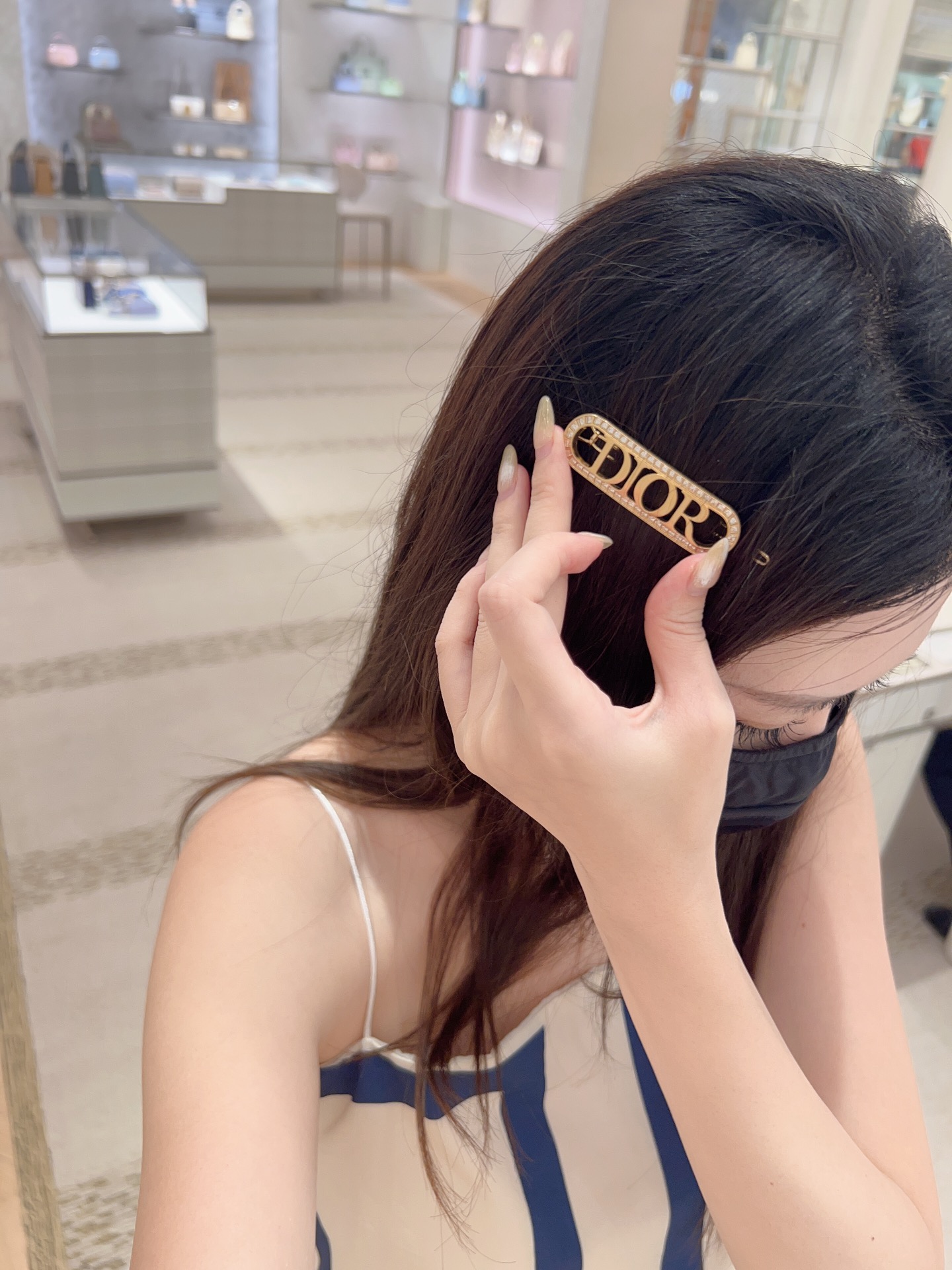 Dior letter full diamond hairpin