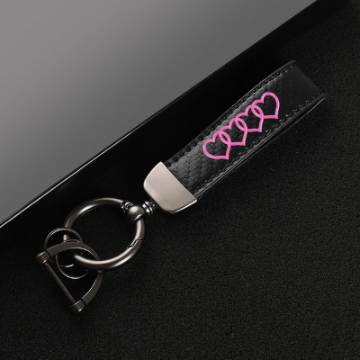 Leather Keyring  Buckle Hearts