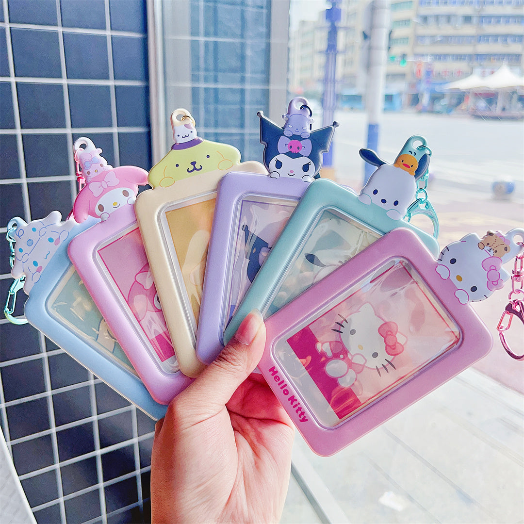 Sanrio ID Badge Holder Cute Credit Card Case with  Keychain for Students Teens Boys Girls Staff Women