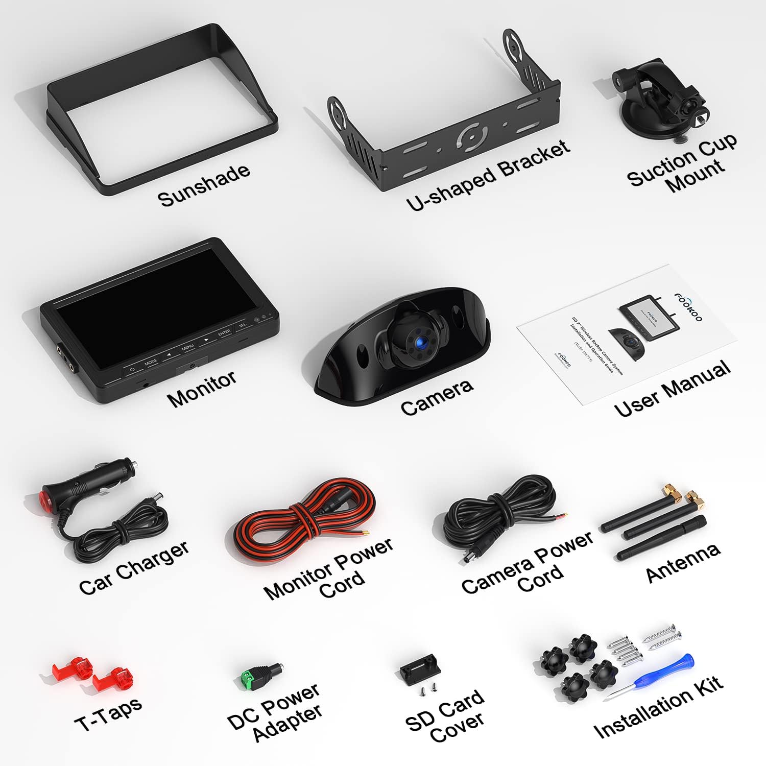 Fookoo HD Wireless RV Backup Camera System 1080P 7