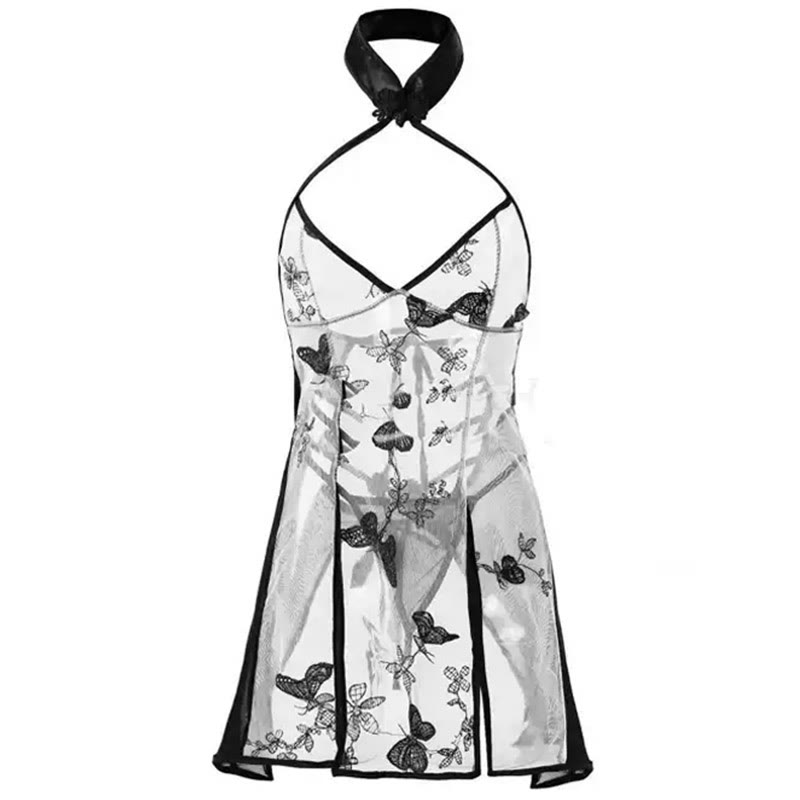 Cheongsam Hollow Out See-through Lingerie Dress