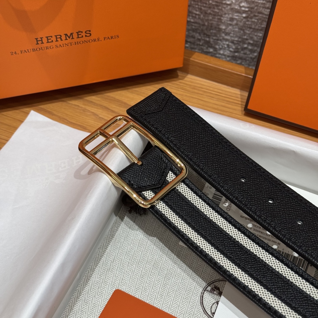 Hermès Half Cod Riviera double-faced leather belt, 3.8cm wide