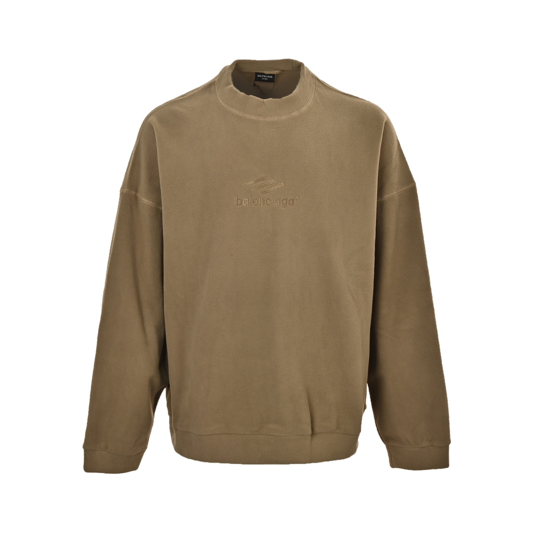 Balenciaga 24Fw polar fleece 3B embroidered crew neck sweatshirt
