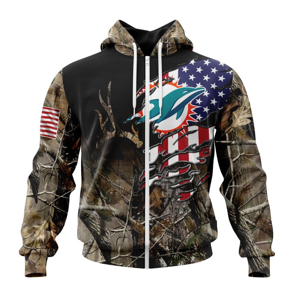 MIAMI DOLPHINS 3D HOODIE CAMO REALTREE HUNTING