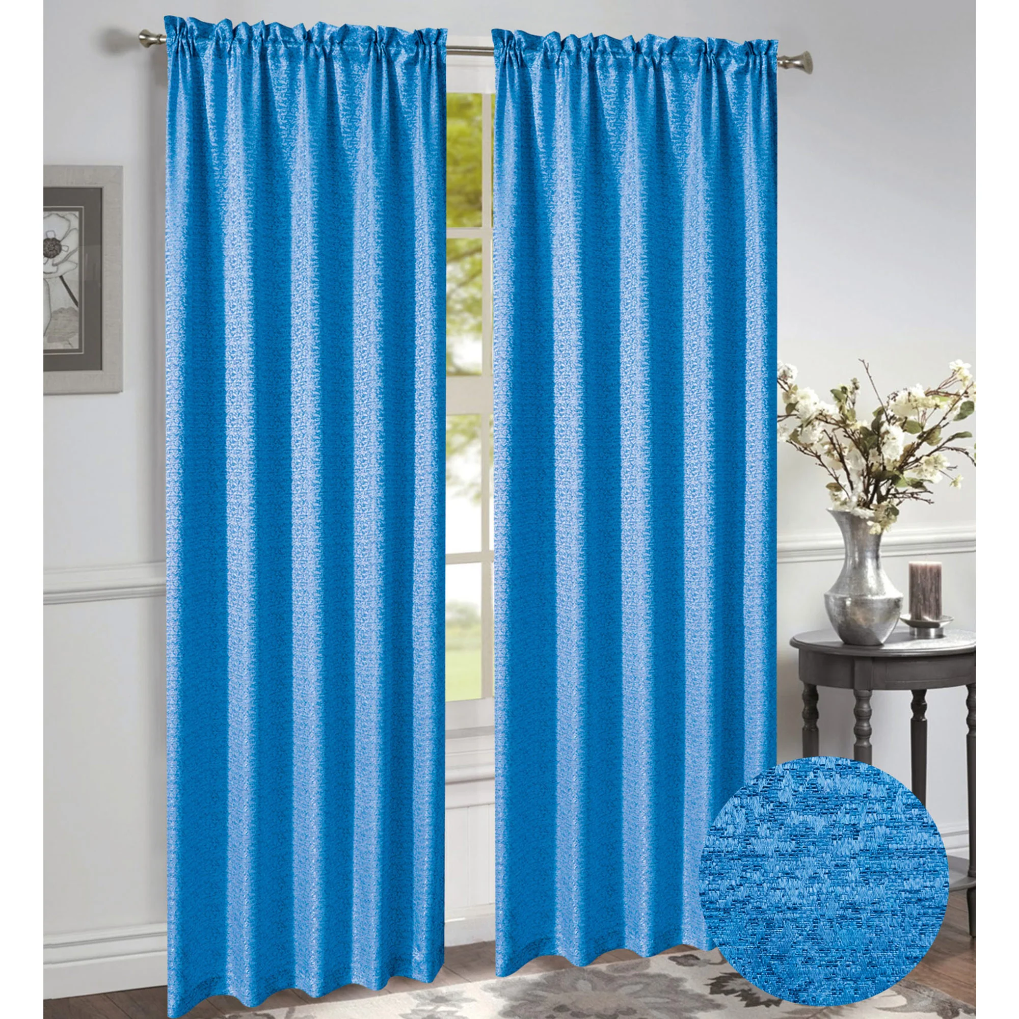 Norah Jacquard Rod Pocket Window Panel and Valance Treatments, All Sold Separately