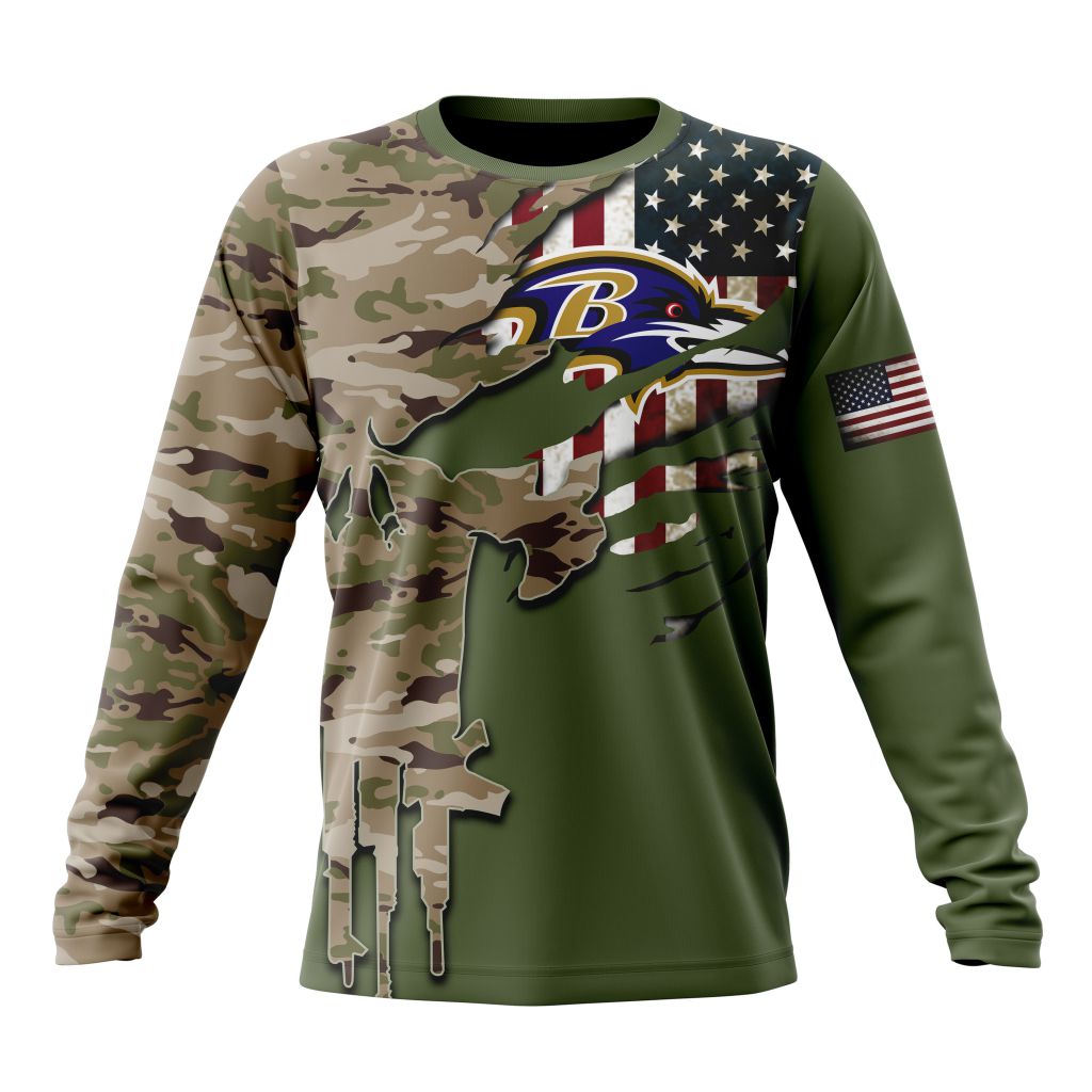 BALTIMORE RAVENS 3D HOODIE VETERANS DAY