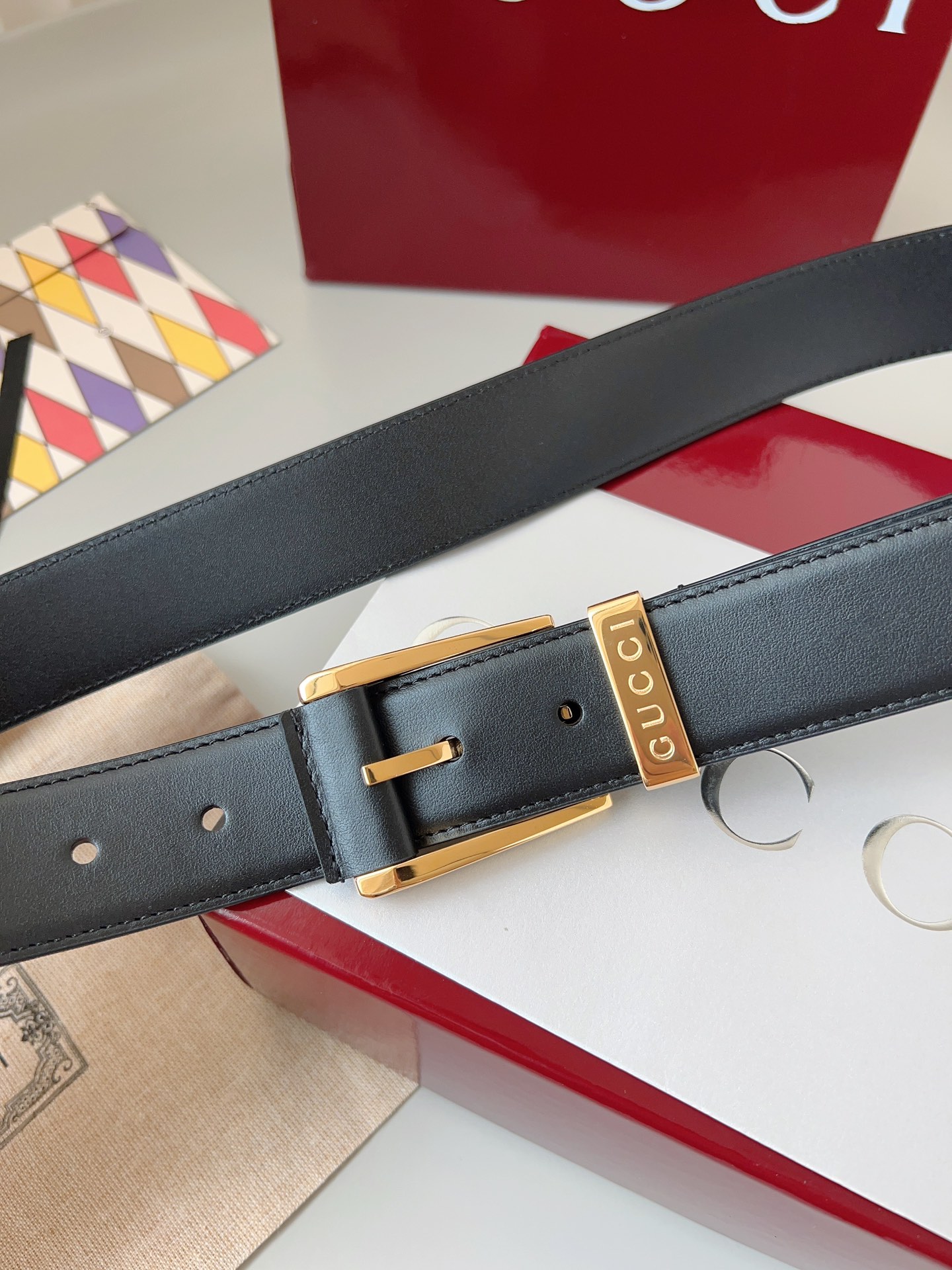 Gucci pin buckle leather belt 3.5cm wide