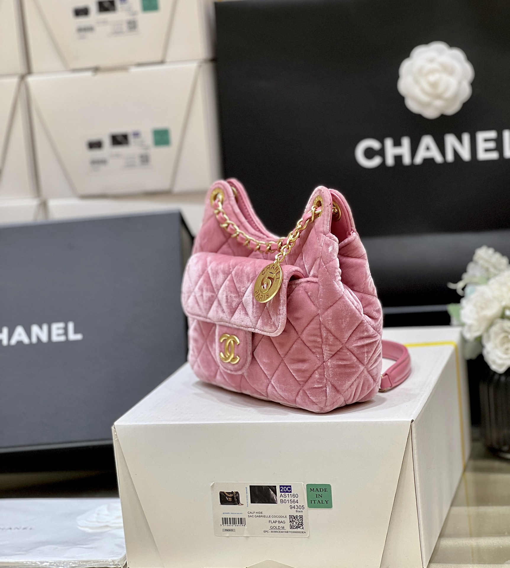 Chanel 23B velvet hobo AS4323