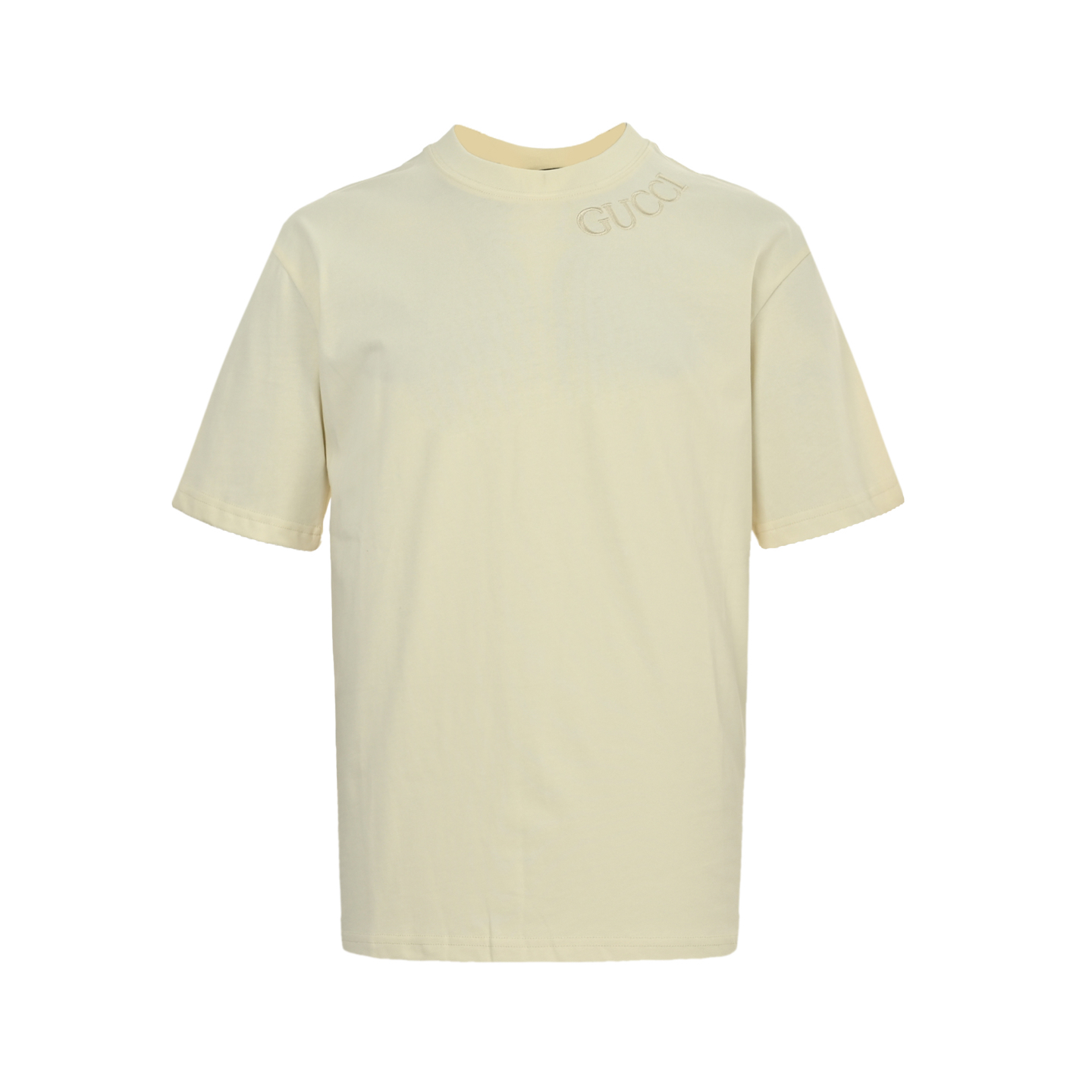 Gucci 25ss neckline lettering logo embroidered short sleeves
