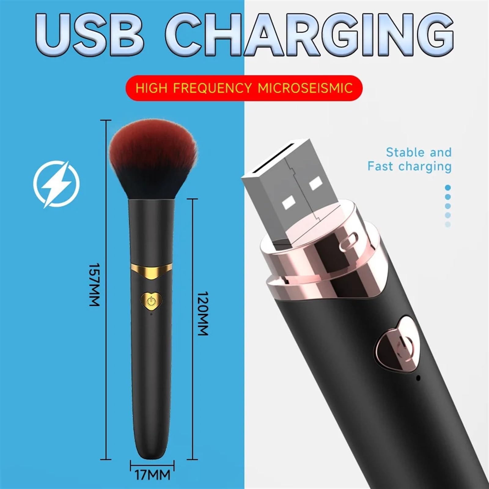 2-in-1 Makeup Brush Massager – Realistic Head & Dual Action Design